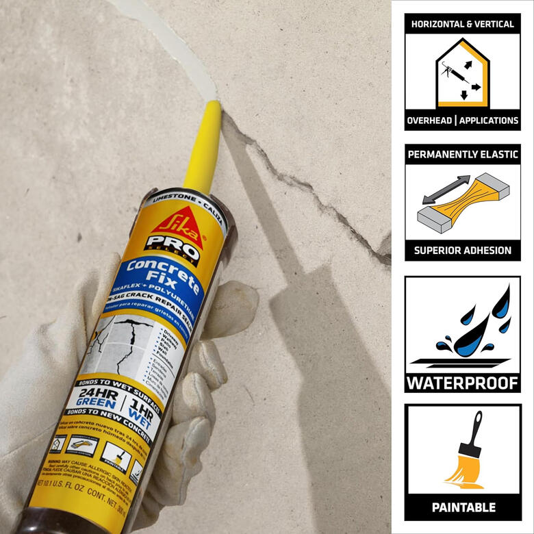 Sikaflex Concrete Fix – Professional-Grade Crack Sealant for Long-Lasting Repairs Sikaflex Concrete Fix polyurethane sealant used for masonry and concrete crack repairs. Flexible, durable, and waterproof for chimneys, foundations, and outdoor concrete sealing.